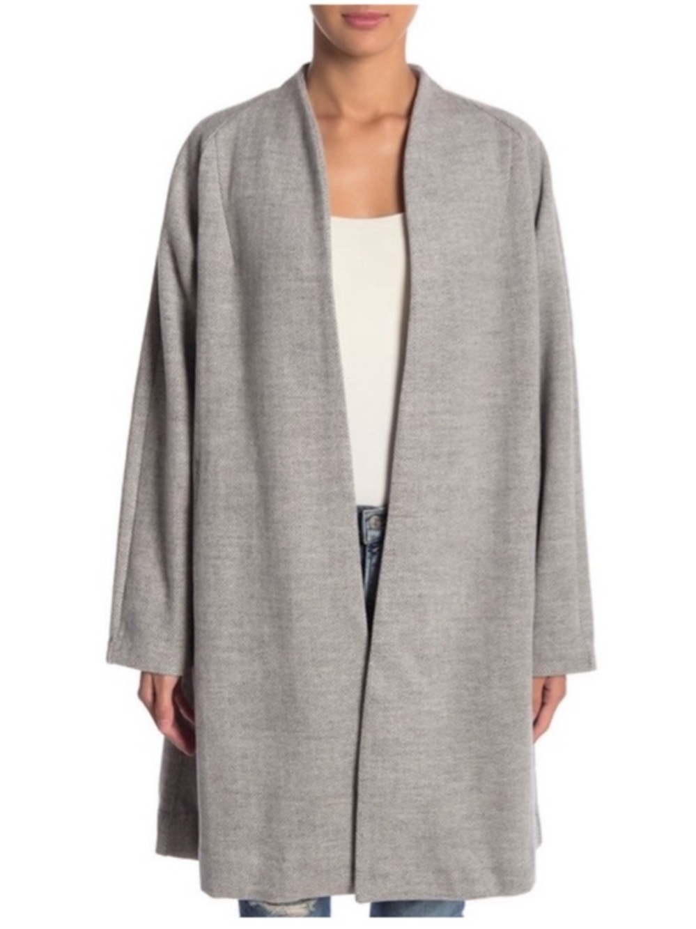 Madewell Stanza Herringbone Wool Blend Coat in Heather Pelican Gray Size Medium